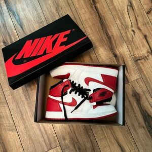 Nike Red and White High-Top Sneakers